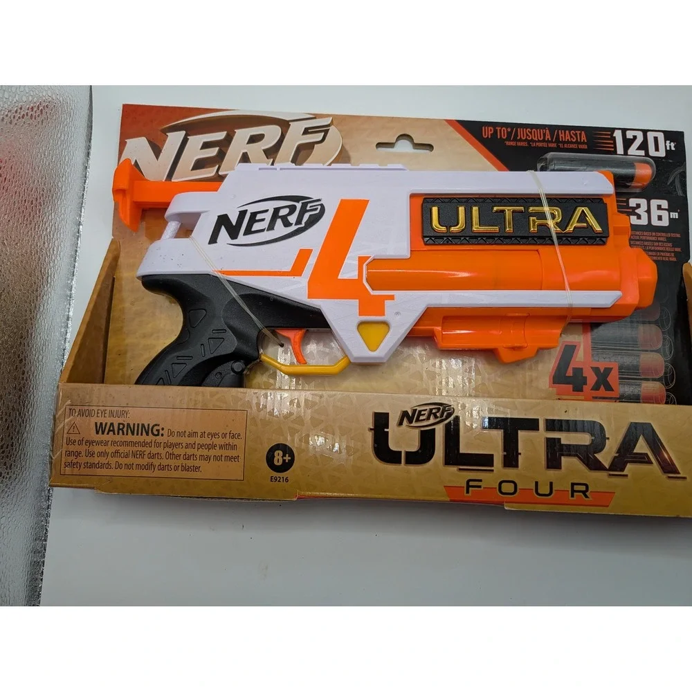 Nerf Ultra Four Blaster‎ Toy Gun Orange White Single Shot Up to 120ft